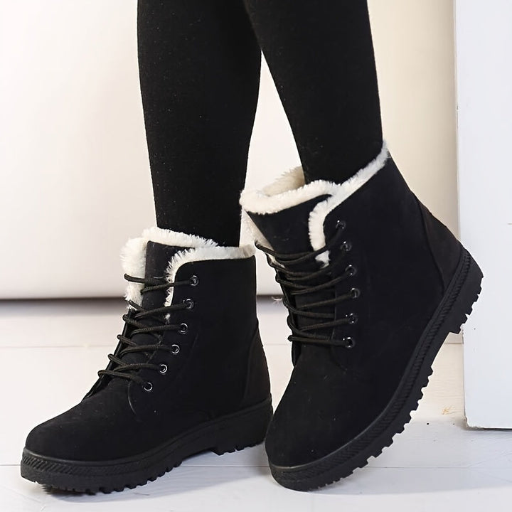 Elsa | Cozy Lace-Up Ankle Boots – Black