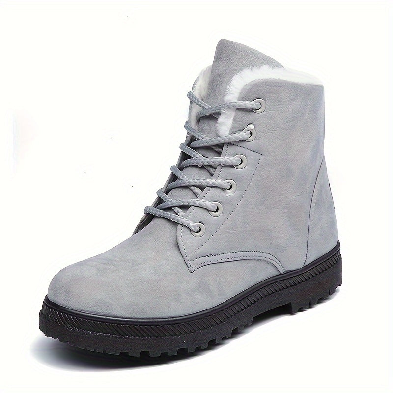 Elsa | Cozy Lace-Up Ankle Boots – Grey