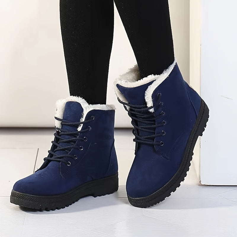 Elsa | Cozy Lace-Up Ankle Boots – Blue