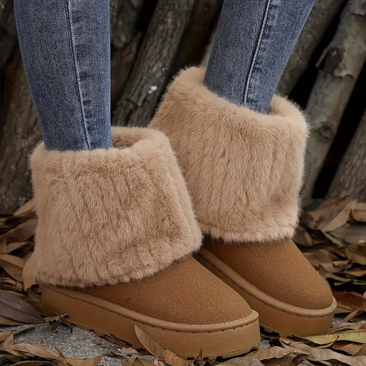 Loretta | Cozy Platform Winter Boots – Brown