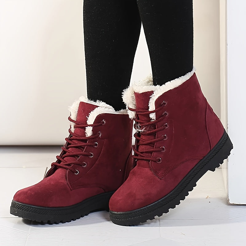 Elsa | Cozy Lace-Up Ankle Boots – Red